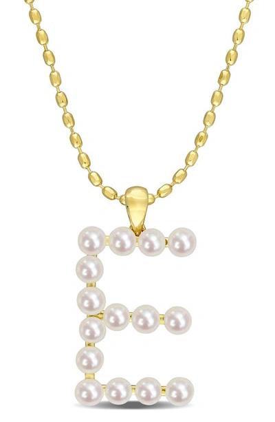 Delmar 3.5-4mm Freshwater Cultured Pearl Initial Pendant Necklace In Gold-e