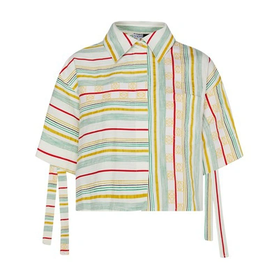 Loewe Short Striped Shirt In Green_red_yellow