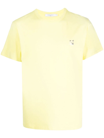 Maison Kitsuné Fox-patch Cotton T-shirt In Yellow & Orange