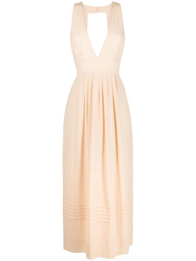 Chloé Chloe Logo Pattern Print Dress in Beige Silk ref.530075 - Joli Closet