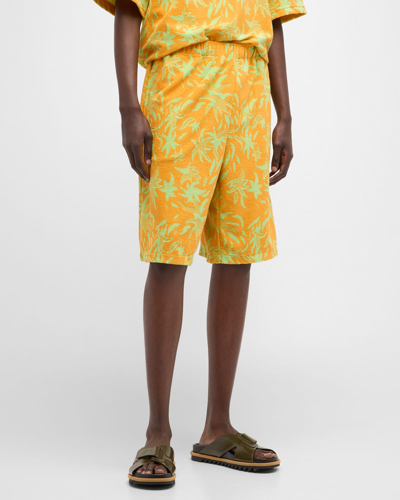 Marni Graphic-print Drop-crotch Shorts In Carrot