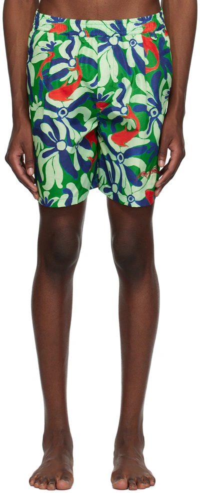 Marni Graphic-print Swim Shorts In Fern_green