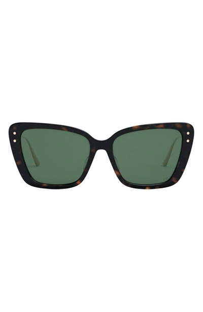 Dior Miss 54mm Butterfly Sunglasses In Dark Havana / Green