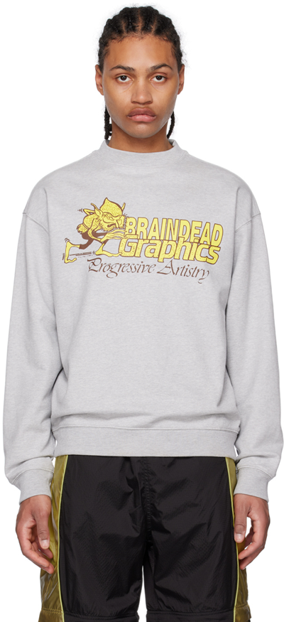 Brain Dead Progressive Artistry Crewneck Sweatshirt In Grey