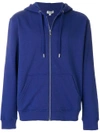 Kenzo Hooded Logo Jacket In Blue