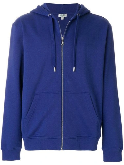 Kenzo Hooded Logo Jacket In Blue