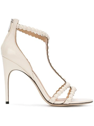 Sergio Rossi Pear Embellished Heels In Neutrals
