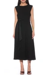 Alexia Admor Paris Sleeveless Asymmetric Tie Midi Dress In Black