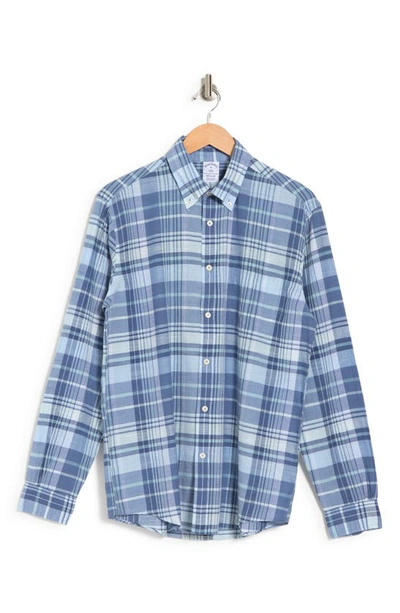 Brooks Brothers Regular Fit Madras Plaid Button-down Shirt In Blue