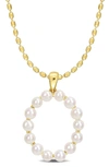 Delmar 3.5-4mm Freshwater Cultured Pearl Initial Pendant Necklace In Gold-o