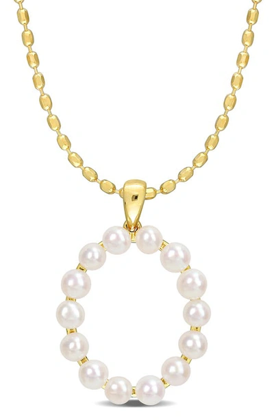 Delmar 3.5-4mm Freshwater Cultured Pearl Initial Pendant Necklace In Gold-o