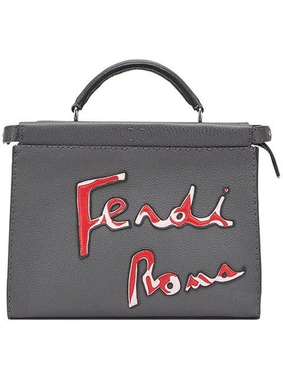 Fendi Logo Print Tote - Grey