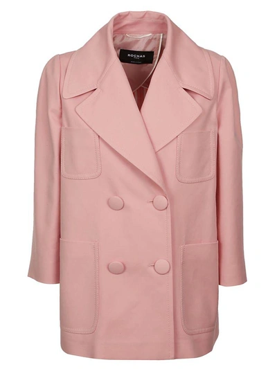 Rochas Double Breasted Coat In Pink