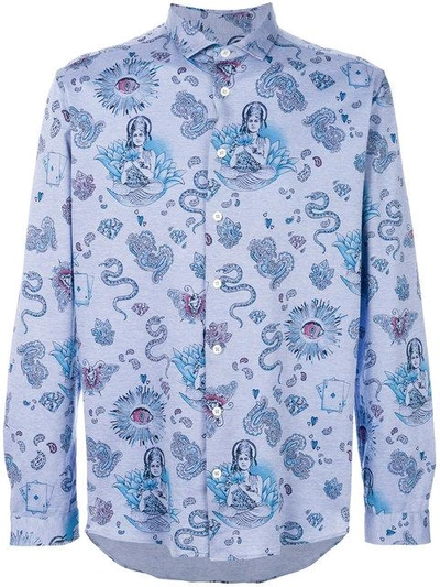 Etro Hemd Mit Print In Blue