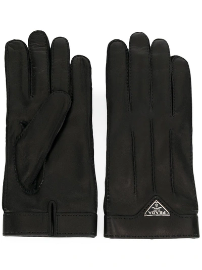 Prada Leather Gloves - Black In Black