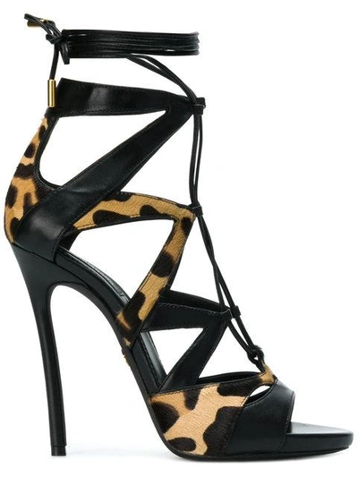 Dsquared2 Leopard Lace-up Sandals - Black