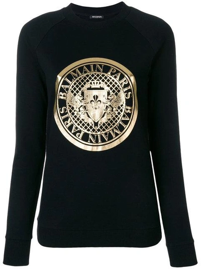 Balmain Logo Medallion Sweatshirt - Black