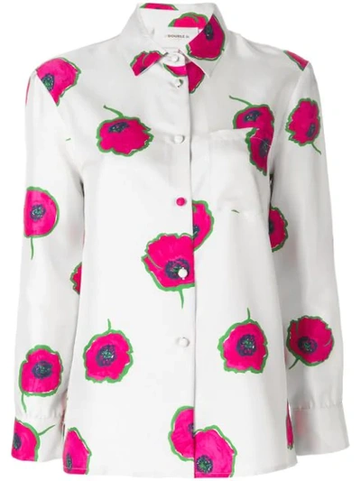 La Doublej Floral Print Shirt In White