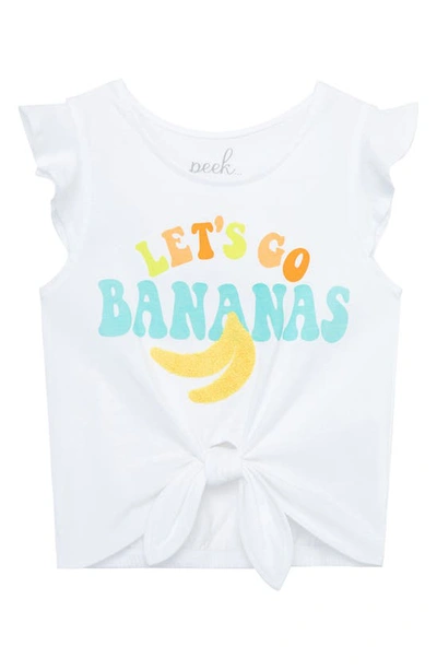 Peek Aren't You Curious Kids' Let's Go Bananas Cotton Graphic Tie Front T-shirt In White