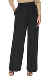 Dkny Frosted Wide Leg Twill Trousers In Black