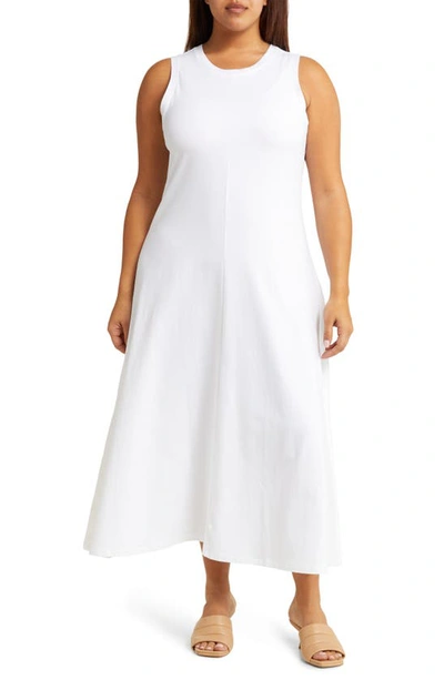 Nordstrom Sleeveless Cotton Knit Dress In White