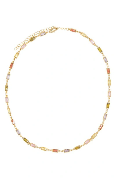 Petit Moments Goldie Crystal Station Necklace In Gold Multi