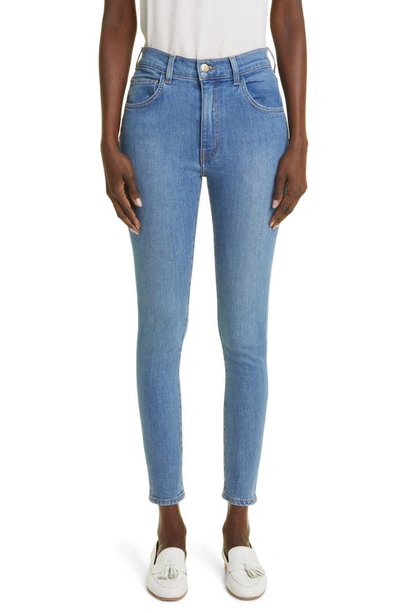 St. John Newport Stretch Denim Skinny Jeans In Light Indigo