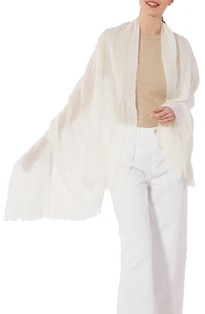 Vince Stripe Cotton Gauze Scarf In Italian Straw White