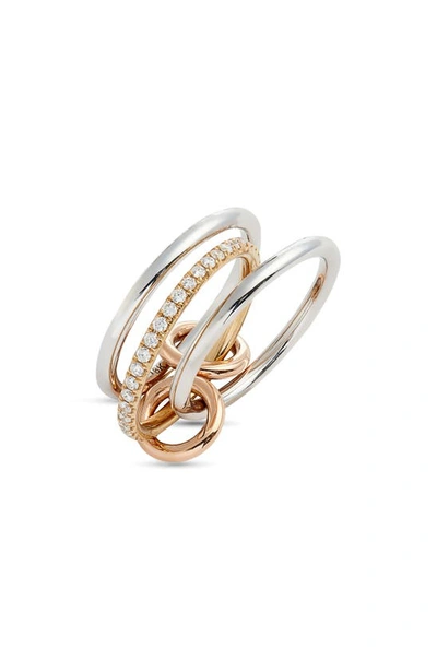 Spinelli Kilcollin Sony Diamond Linked Rings In Yellow/rose/white