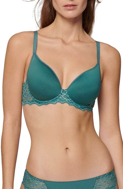 Simone Perele Caresse Underwire Plunge Bra In Boreal Green