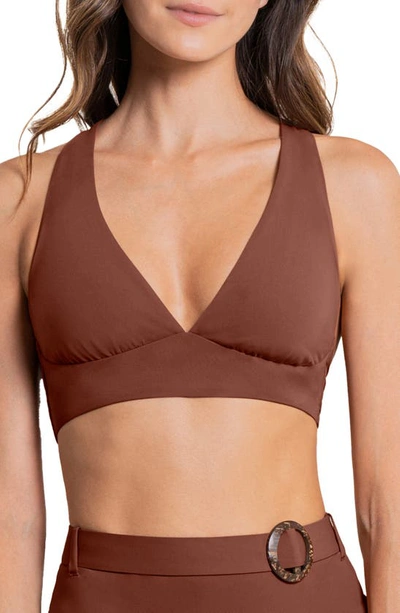 Maaji Moccachino Patri Reversible Bikini Top In Brown