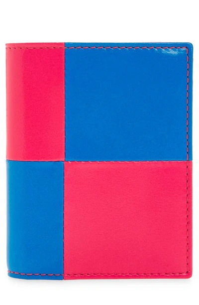 Comme Des Garçons Fluo Squares Card Case In Pink/ Blue