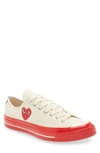 Comme Des Garçons Play X Converse Chuck Taylor® Hidden Heart Red Sole Low Top Sneaker In White