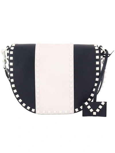Valentino Garavani Crossbody Bags Free Rockstud Spike Bag With Bicolor Effect And Removable Shoulder Strap In Navy