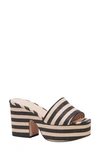 Kate Spade Ibiza Raffia Platform Slide Sandals In Black/ Beach Sand