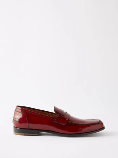 Armando Cabral Bolama Patent-leather Penny Loafers In Burgundy