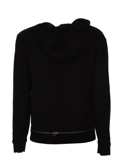 Saint Laurent Black Zipped Hooded Sweatshirt In Noir