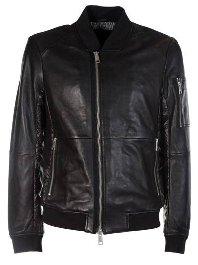 Armani Collezioni Zipped Biker Jacket In Black
