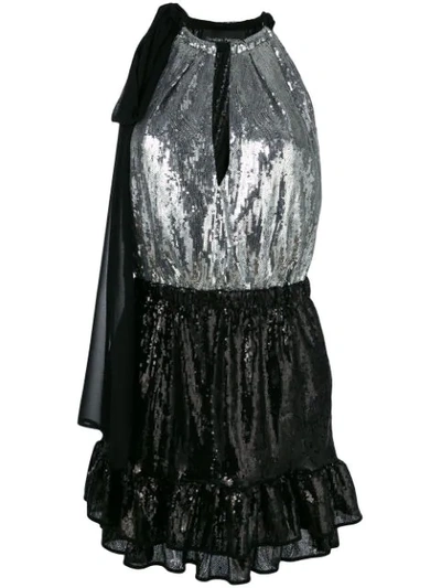 Christian Pellizzari Two-tone Sequinned Dress In Black