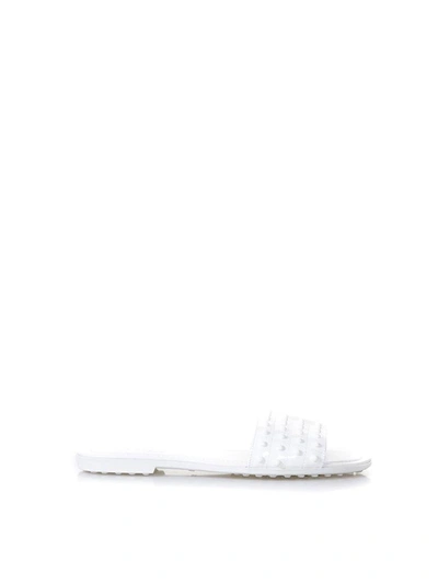 Tod's White Rubber Studs Slipper In Leather