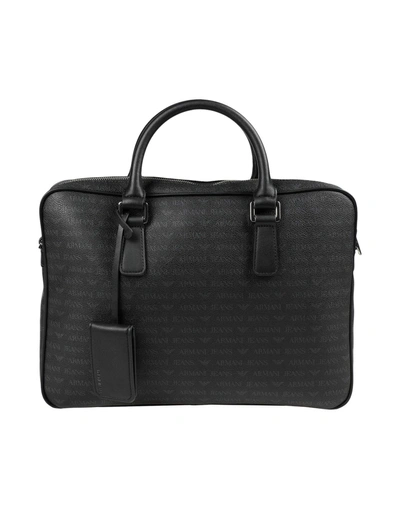 Armani Jeans Work Bag In Black