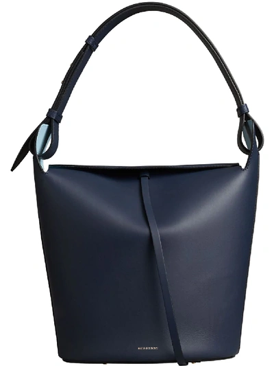 Burberry The Large Leather Bucket Bag In Blue