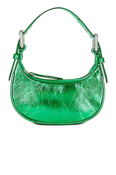 By Far Mini Soho Metallic Leather Bag In Green