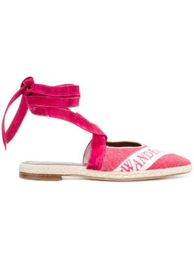 Jw Anderson J.w. Anderson Open Flat Logo Ballerinas In Ruby