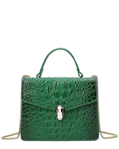 Tiffany & Fred Alligator-embossed Leather Top Handle Satchel In Green