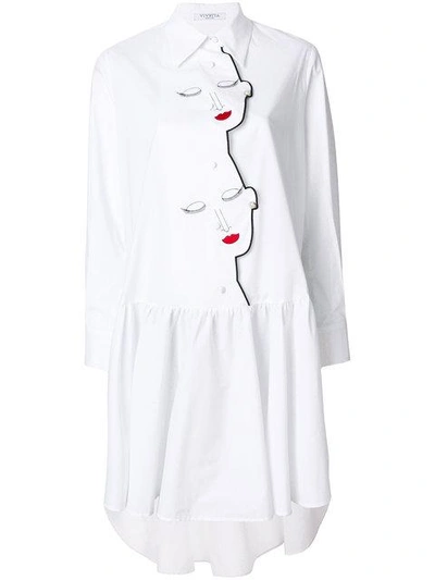 Vivetta Asymetric Collared Longsleeved Shirt Dress - White