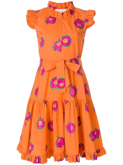 La Doublej Floral Print Ruffle Dress In Yellow