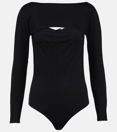 Wolford Cut-out Wool Bodysuit In Black