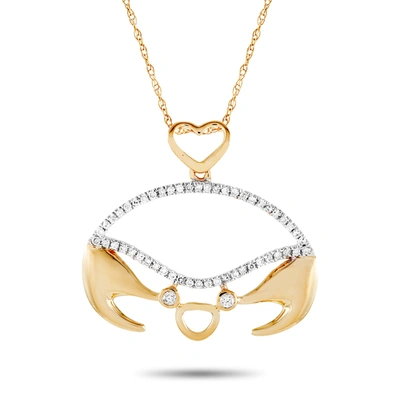 Non Branded Lb Exclusive 14k Yellow Gold 0.16 Ct Diamond Crab Pendant Necklace In White