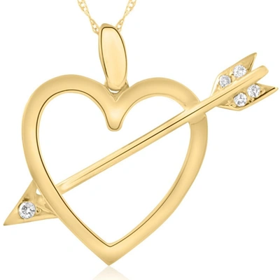 Pompeii3 14k Heart & Arrow Diamond Pendant Necklace 1" Tall In Yellow